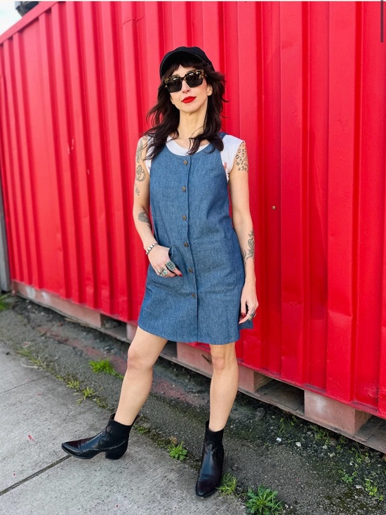 Nooworks Denim - Denim Button-Front Mini Dress - Blue